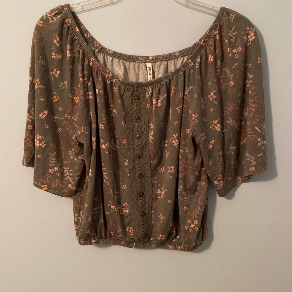 Mudd green pink flower crop dress top ⭐️